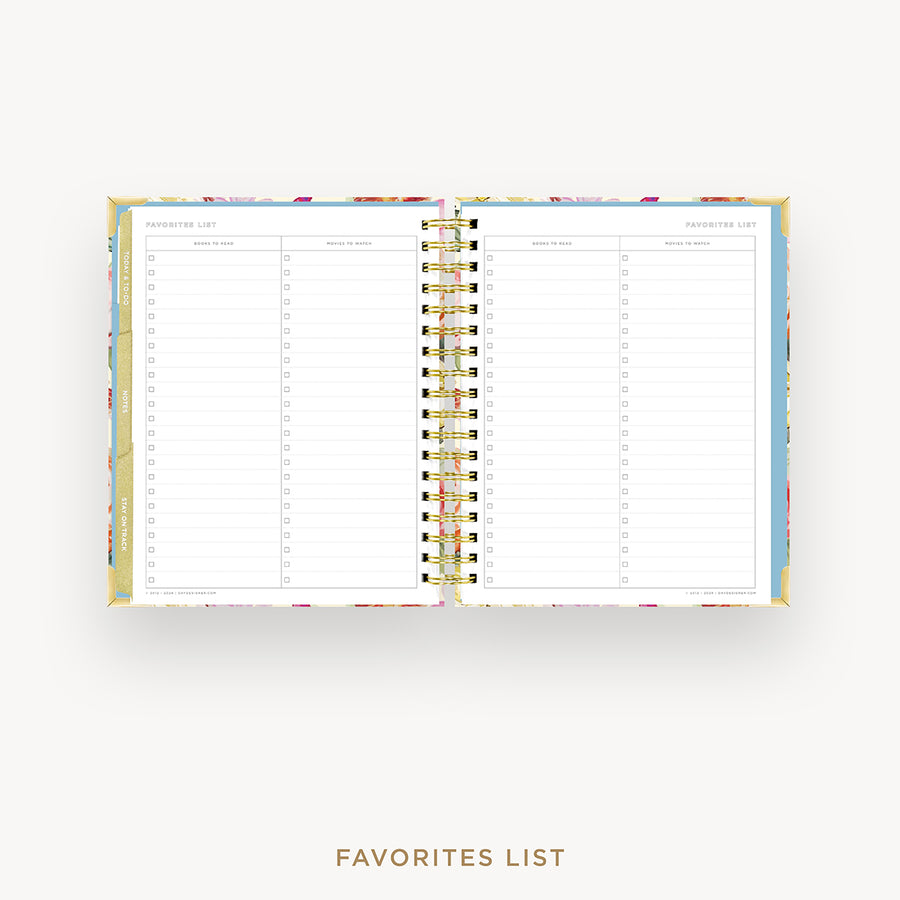 Day Designer 2026 weekly planner: oh so lovely cover with favorite books and movies pages
