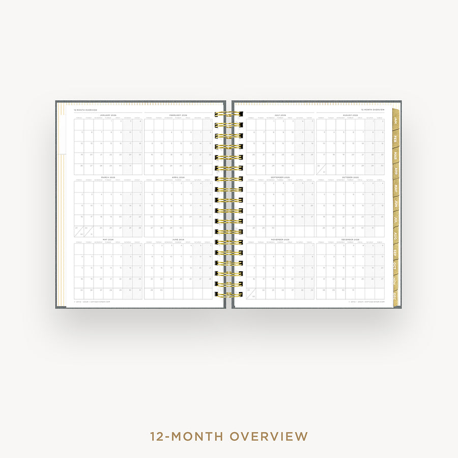 Day Designer 2026 weekly planner: charcoal bookcloth cover with 12 month calendar