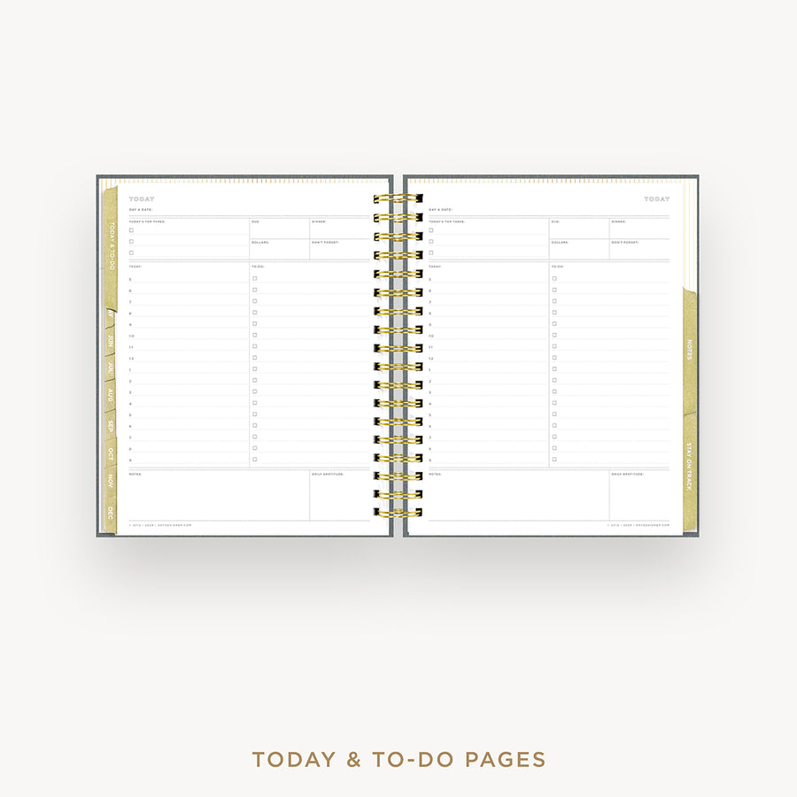 Day Designer 2026 weekly planner: charcoal bookcloth cover with undated daily planning pages