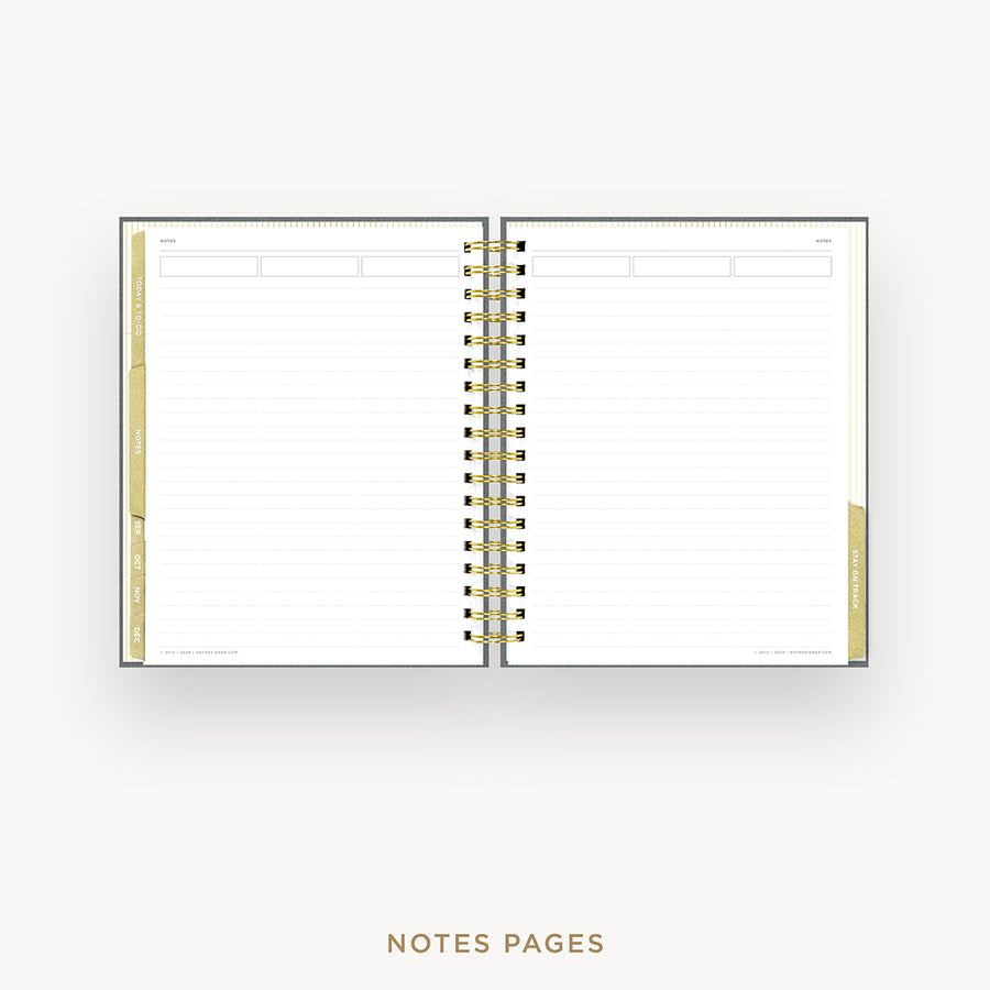 Day Designer 2026 weekly planner: charcoal bookcloth cover with note-taking pages
