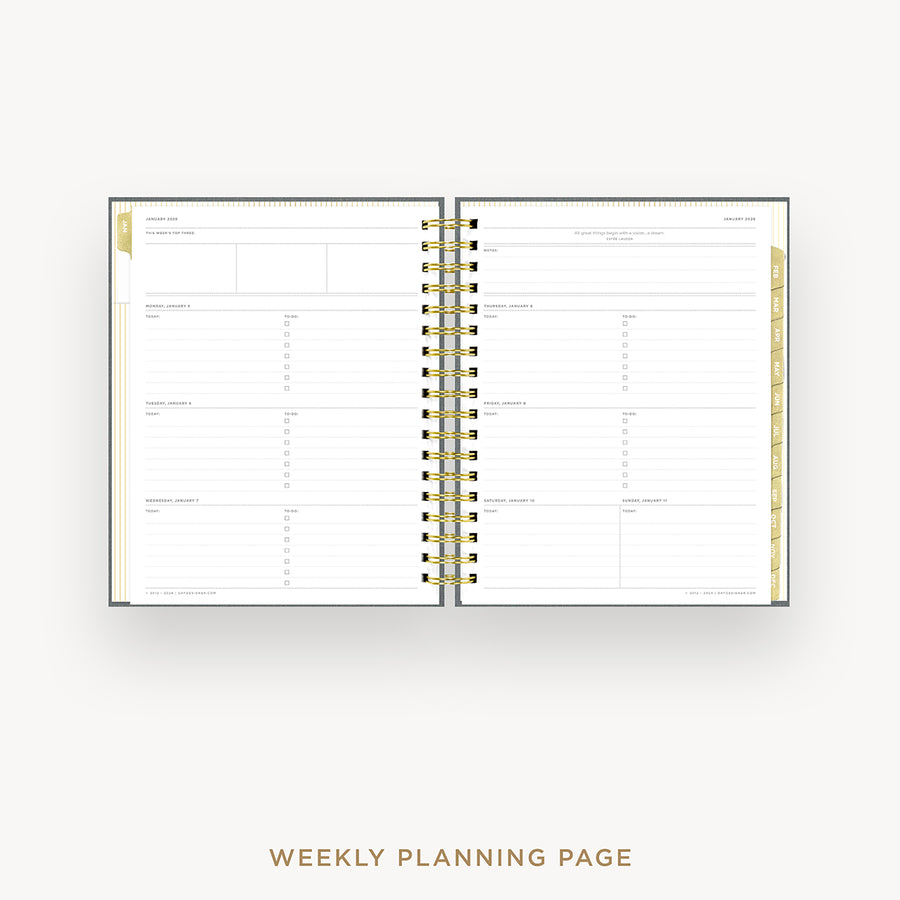 Day Designer 2026 weekly planner: charcoal bookcloth cover  with weekly planning pages