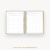 Day Designer 2026 weekly planner: charcoal bookcloth cover with goals worksheet