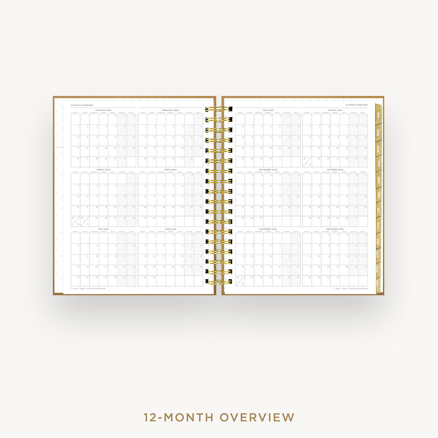 Day Designer 2026 weekly planner: caramel latte pebble texture cover with 12 month calendar