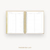 Day Designer 2026 weekly planner: caramel latte pebble texture cover with favorite books and movies pages