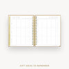 Day Designer 2026 weekly planner: caramel latte pebble texture cover with gift ideas pages