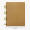 Day Designer 2026 weekly planner: caramel latte pebble texture hard cover, gold wire binding
