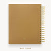 Day Designer 2026 weekly planner: caramel latte pebble texture cover with back cover with gold detail