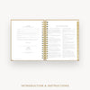 Day Designer 2026 weekly planner: caramel latte pebble texture cover with introduction