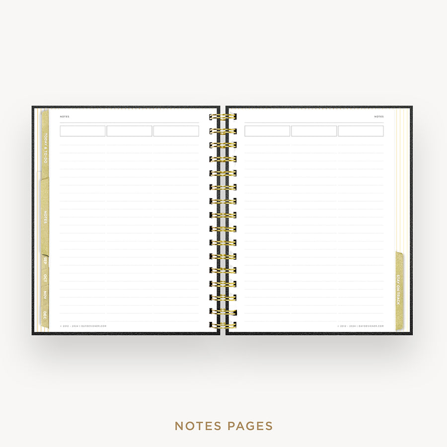 Day Designer 2026 mini weekly planner: classic black pebble texture cover with note-taking pages