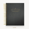 Day Designer 2026 mini weekly planner: classic black pebble texture hard cover, gold wire binding