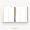 Day Designer 2026 mini weekly planner: classic black pebble texture cover with bucket list