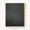 Day Designer 2026 mini weekly planner: classic black pebble texture cover with back cover with gold detail