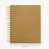 Day Designer 2026 weekly planner: caramel latte pebble texture hard cover, gold wire binding
