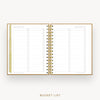 Day Designer 2026 weekly planner: caramel latte pebble texture cover with bucket list
