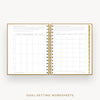Day Designer 2026 weekly planner: caramel latte pebble texture cover with goals worksheet