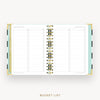 Day Designer 2026 weekly planner: black stripe cover with bucket list