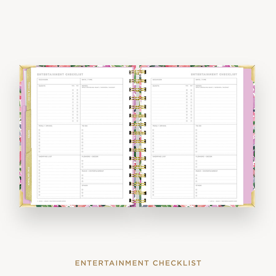 Day Designer 2026 mini weekly planner: ula bloom cover with entertainment party planner