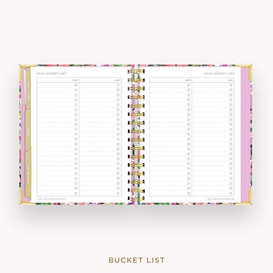 Day Designer 2026 mini weekly planner: ula bloom cover with bucket list