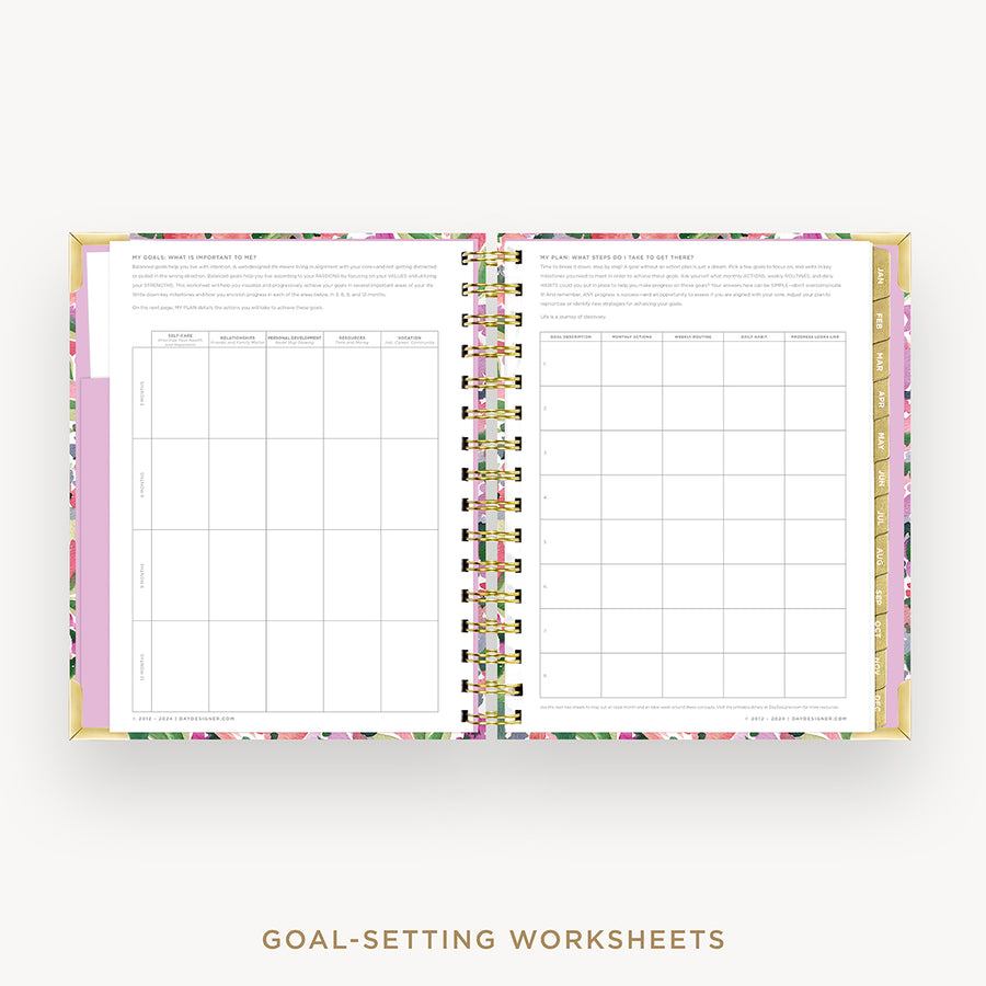 Day Designer 2026 mini weekly planner: ula bloom cover with goals worksheet