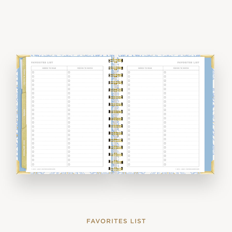 Day Designer 2026 mini weekly planner: alicia cover with favorite books and movies pages