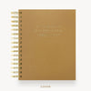 A gold textured spiral notebook cover with gold wire binding, shown on a clean white background with the word 'COVER' printed below.