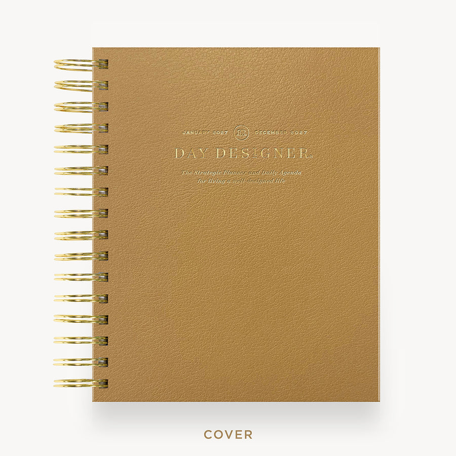 A gold textured spiral notebook cover with gold wire binding, shown on a clean white background with the word 'COVER' printed below.