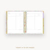 An open spiral-bound planner showing today and to-do pages, photographed on a light gray background with the text 'TODAY & TO-DO PAGES' below.