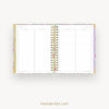 An open spiral-bound planner or agenda showing a favorites list page layout, centered on a light gray background with the words 'FAVORITES LIST' below.