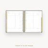 An open spiral-bound planner showing today and to-do pages, photographed on a clean white background with the text 'TODAY & TO-DO PAGES' below.