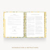 An open spiral-bound booklet with printed instructions and text pages, shown on a light gray background with the words 'INTRODUCTION & INSTRUCTIONS' below.