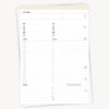 Planner insert sheet with daily layout on a white background