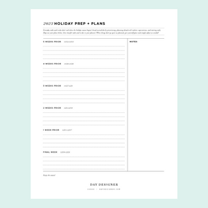 Free 2023 Holiday Prep + Plans Printable