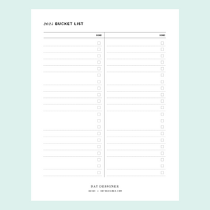 Free 2024 Bucket List Template Printable