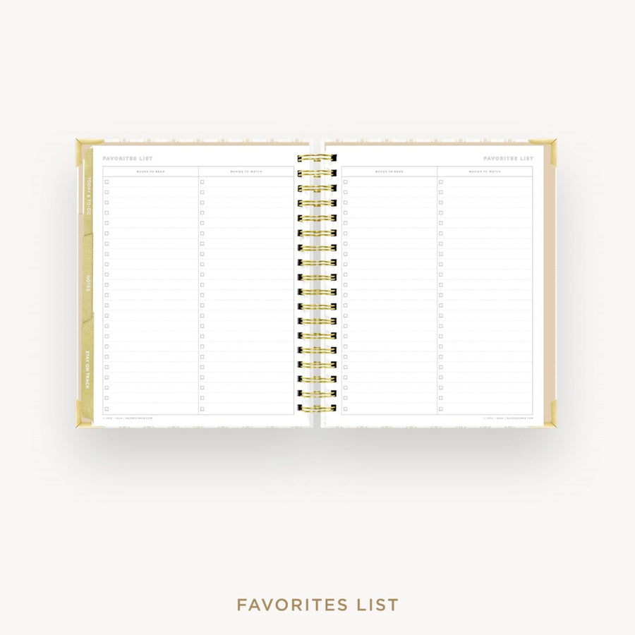 Day Designer 2026-27 weekly planner: Ticking Stripe cover with favorite books and movies pages