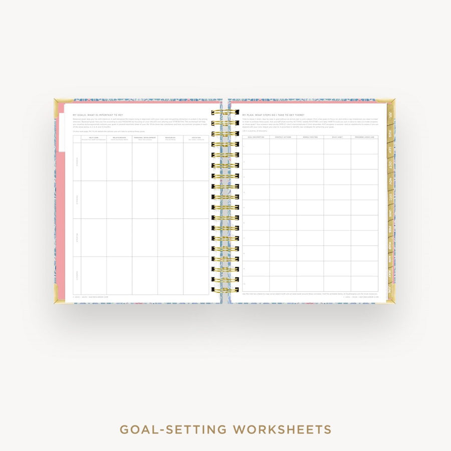 Day Designer 2026-27 daily planner: Olivia Damask cover with goals worksheet