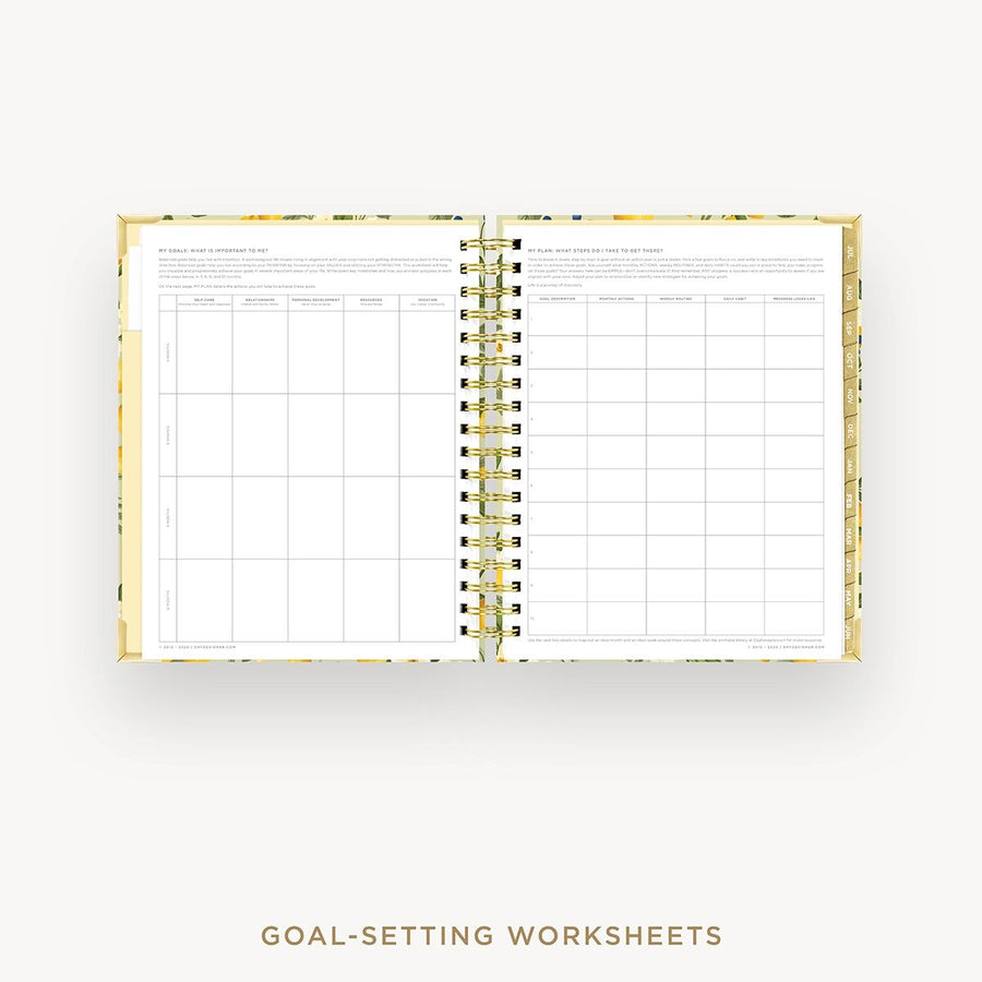 Day Designer 2026-27 weekly planner: Lemon Floral Sage cover with goals worksheet