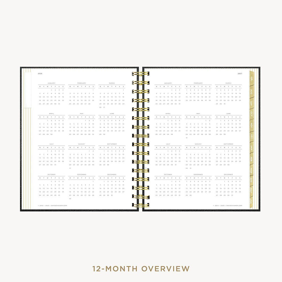 Day Designer 2026-27 mini weekly planner: Classic Black Pebble Texture cover with 12 month calendar