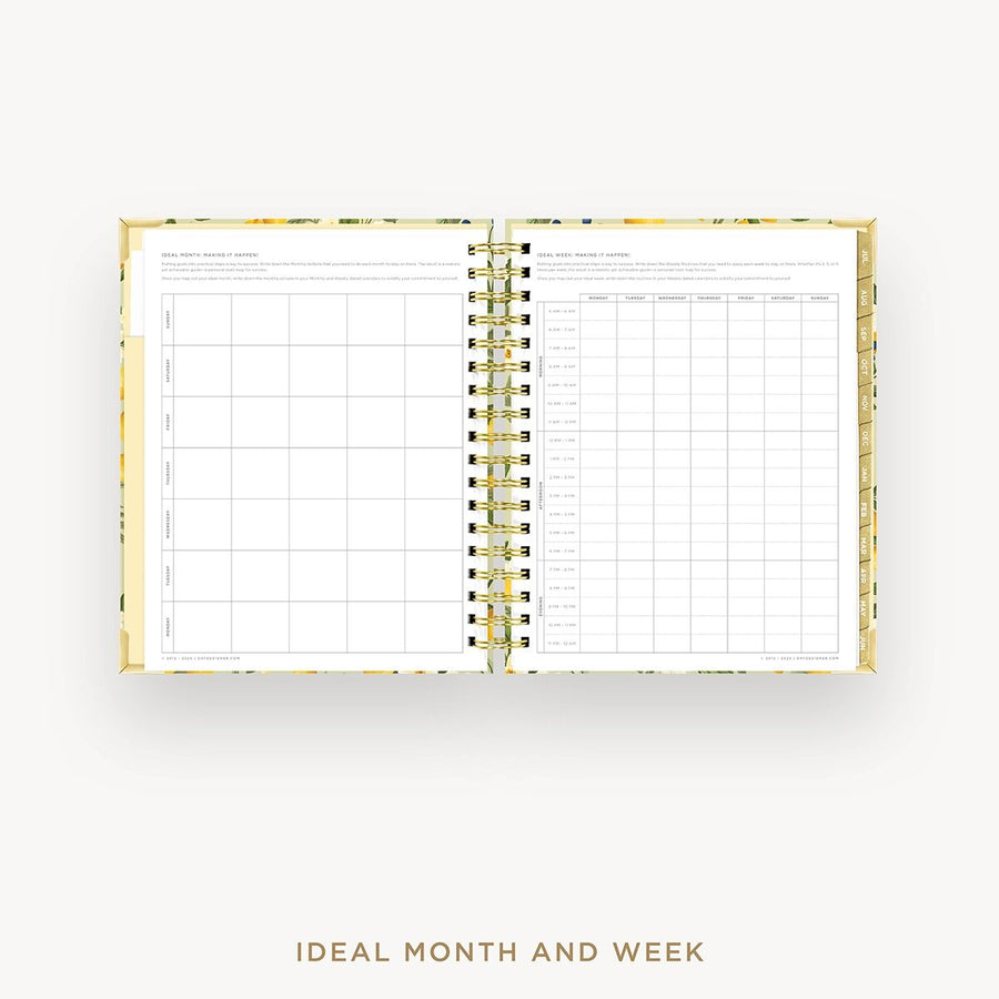 Day Designer 2026-27 weekly planner: Lemon Floral Sage cover with ideal week worksheet