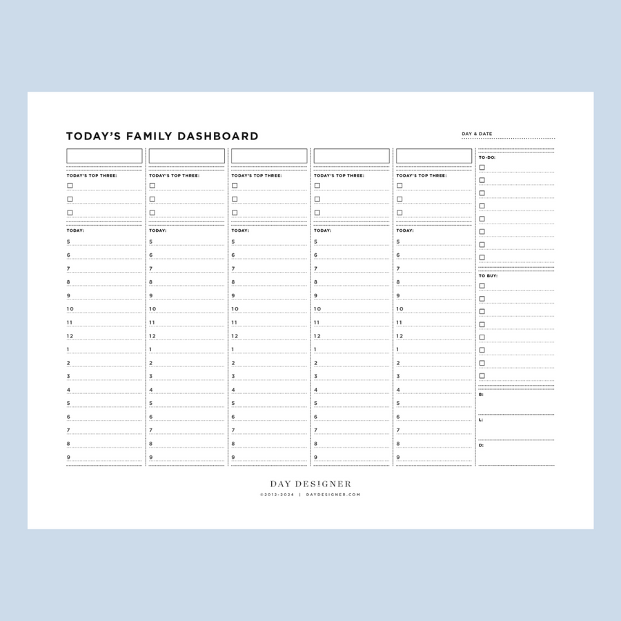 Free Daily Family Dashboard Printable