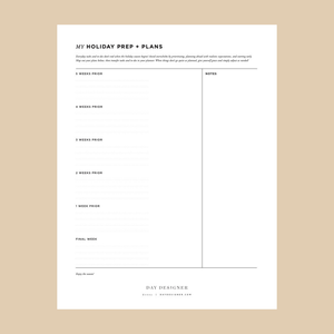 Free Holiday Prep + Plans Printable