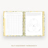 Day Designer 2026-27 mini weekly planner: Lemon Floral Sage cover with self assessment worksheet