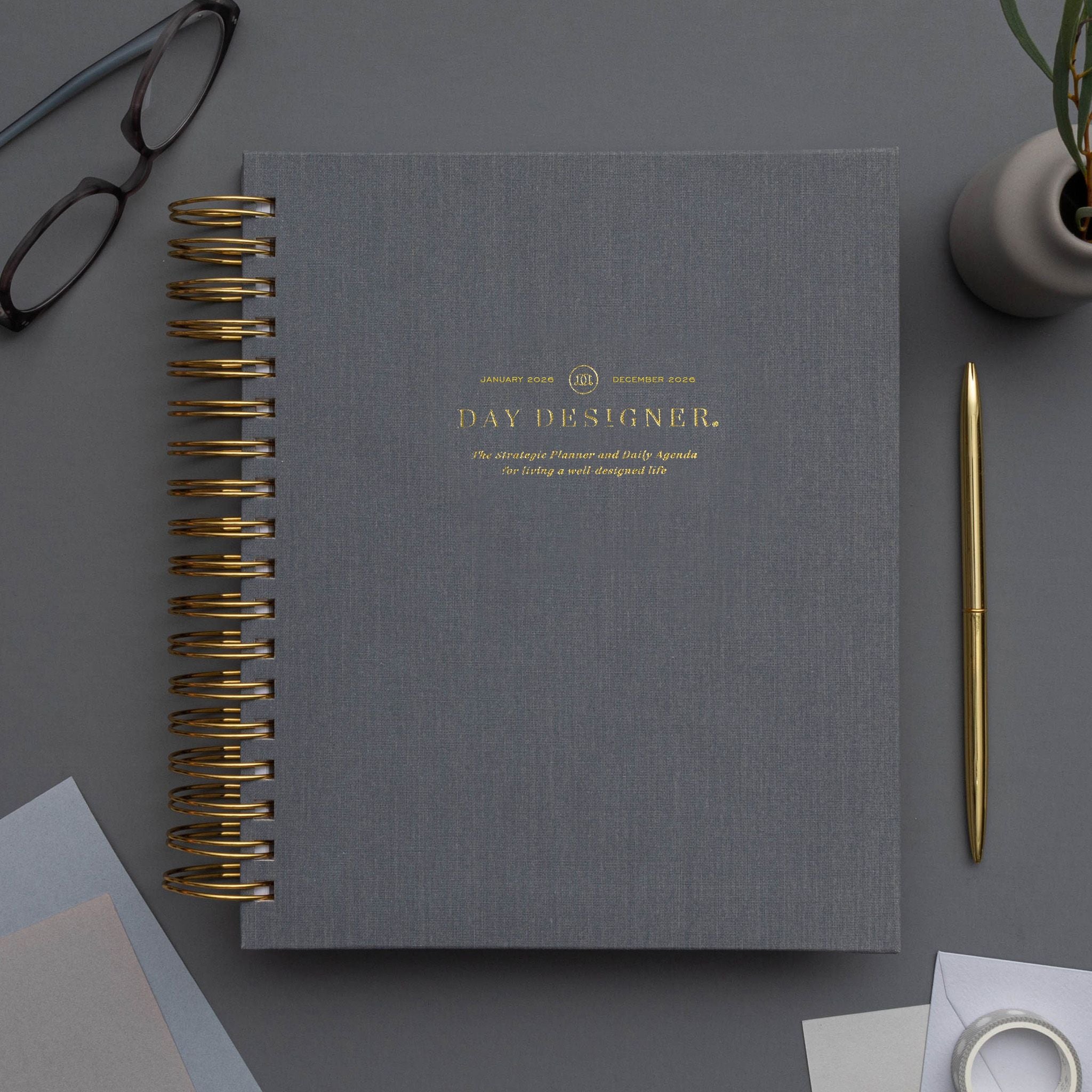 2026 Daily Planner: Charcoal Bookcloth