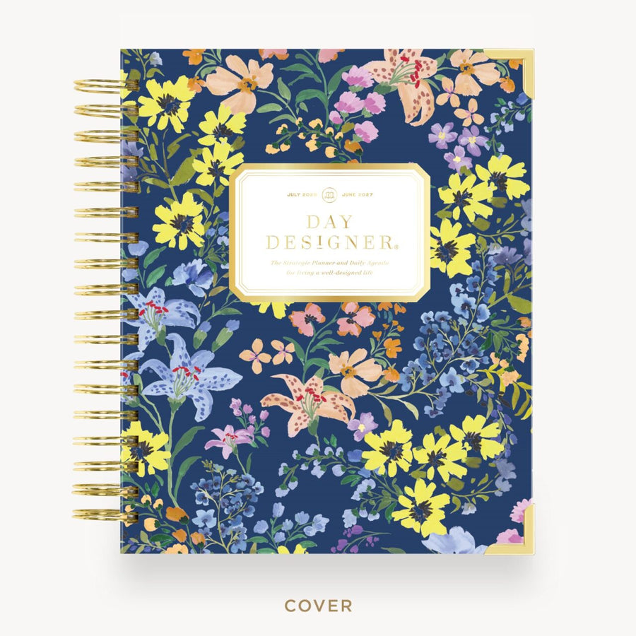 Day Designer 2026-27 daily planner: Day Lily hard cover, gold wire binding