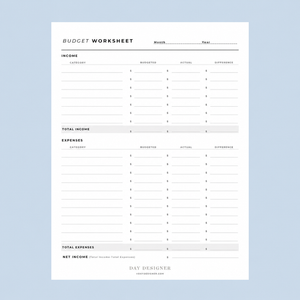 Free Budget Worksheet Printable
