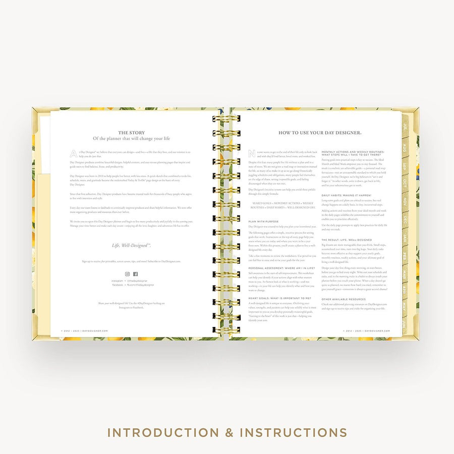 Day Designer 2026-27 mini weekly planner: Lemon Floral Sage cover with introduction