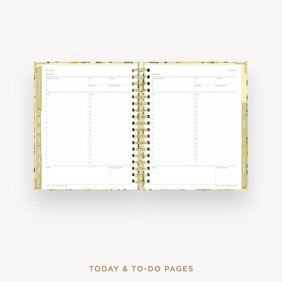 Day Designer 2026-27 weekly planner: Lemon Floral Sage cover with undated daily planning pages
