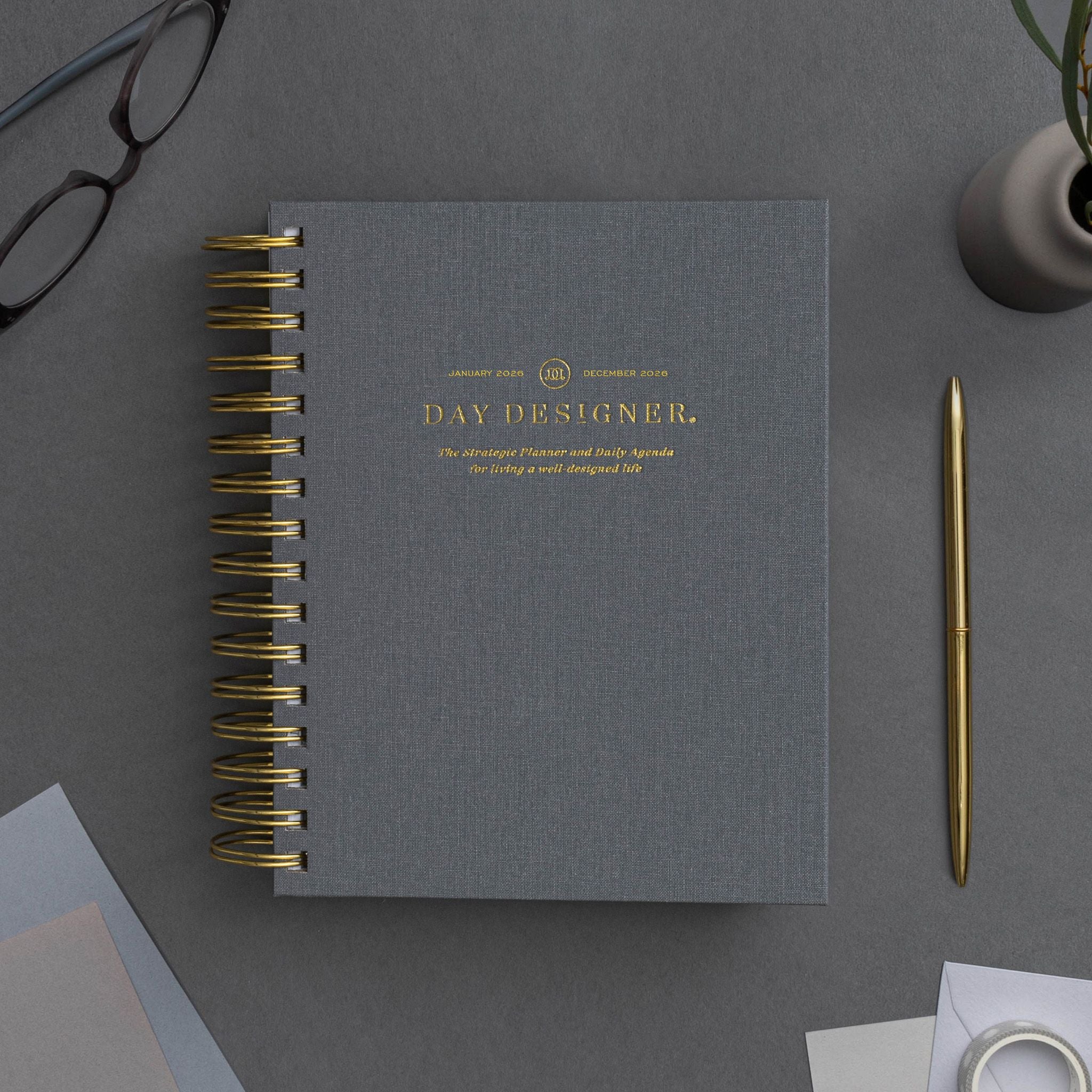 2026 Mini Daily Planner: Charcoal Bookcloth