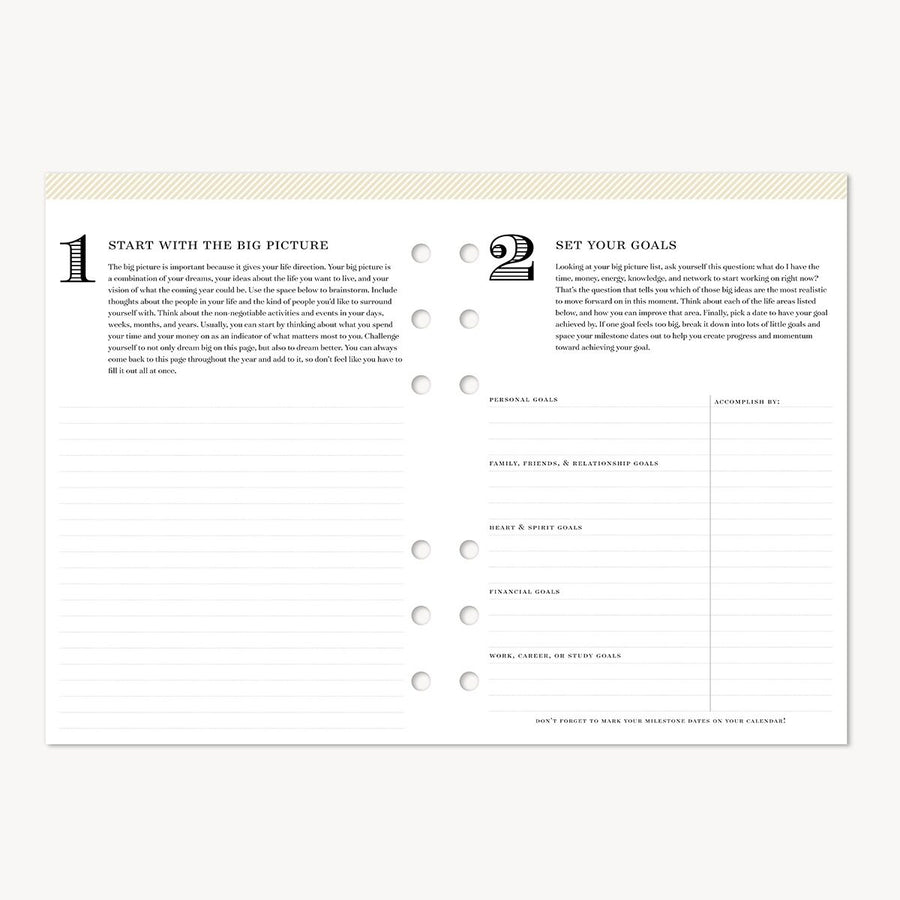 Goal-setting worksheet with text and checkboxes on a white background