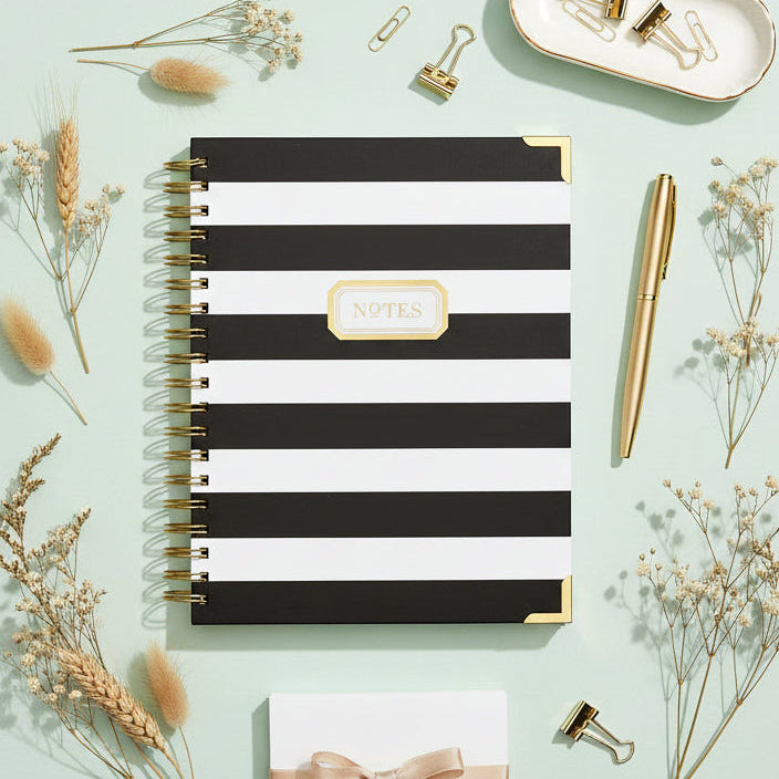 Lined Notebook: Black Stripe