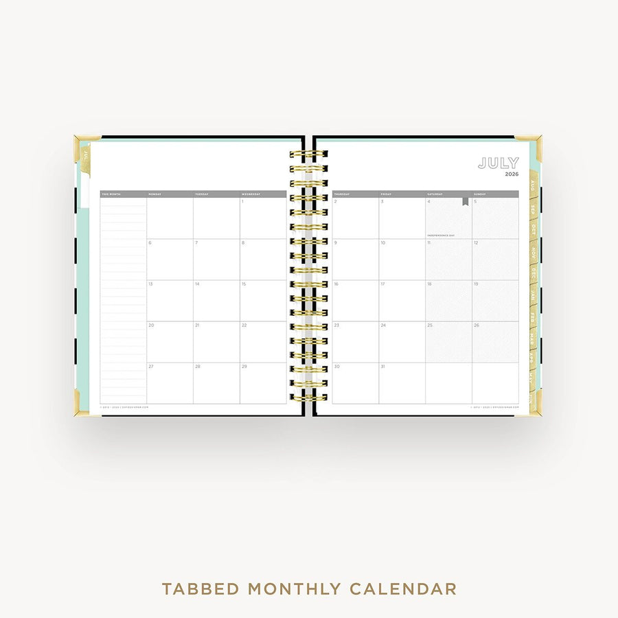 Day Designer 2026-27 weekly planner: Black Stripe cover with monthly calendar